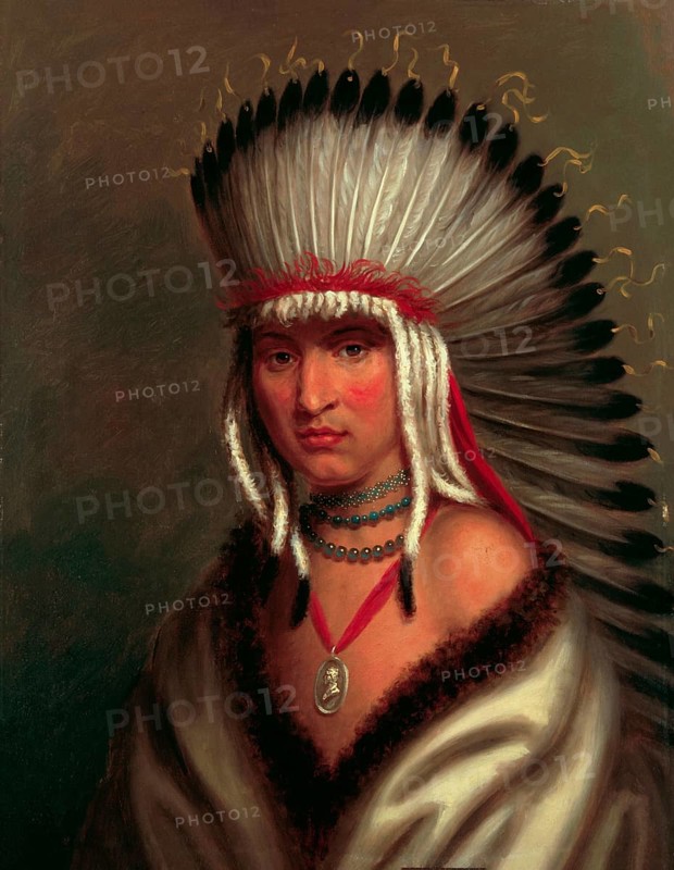 American Indian, Native American, Petalesharro, Chief of the Pawnee tribe, United States of America, USA, Painting by Charles Bird King (1785, 1862), c. 1840, Historic, digitally restored reproduction from a 19th century original, Record date not stated, North America