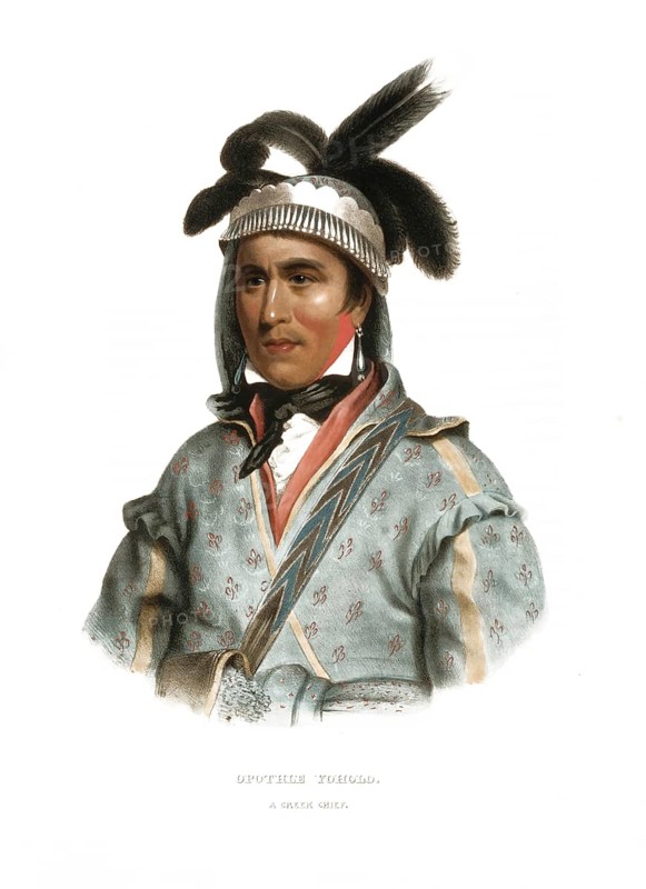 American Indian, Native American, Opothle Yoholo, Chief of the Creek tribe, United States of America, USA, Painting by Charles Bird King (1785, 1862), c. 1840, Historic, digitally restored reproduction from a 19th century original, Record date not stated, North America