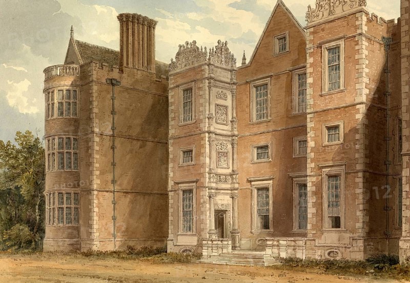 South Front of Burton Agnes, Yorkshire, England, digitally restored reproduction of a 19th-century original by John Buckler, Record date not stated, South Front of Burton Agnes, digitally restored reproduction of a 19th-century original, Record date not stated