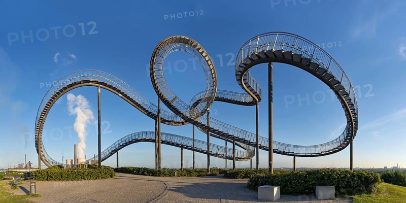 Landmark Tiger & Turtle Magic Mountain by Heike Mutter and Ulrich Genth, walk-in sculpture in the form of a rollercoaster, on the Heinrich-Hildebrand-Höhe spoil tip, Angerpark, Duisburg, North Rhine-Westphalia, Germany, Europe