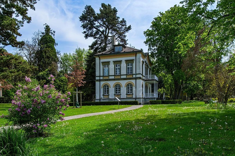 Villa Speer, also known as Haus am See, from around 1862, at the time of the photograph the seat of the registry office, in the villa gardens of Überlingen, Baden-Württemberg, Germany, Europe