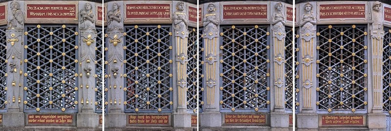 Four detailed views of the Wismar waterworks, built in 1861, market square, Wismar, Mecklenburg-Western Pomerania, Germany, Europe