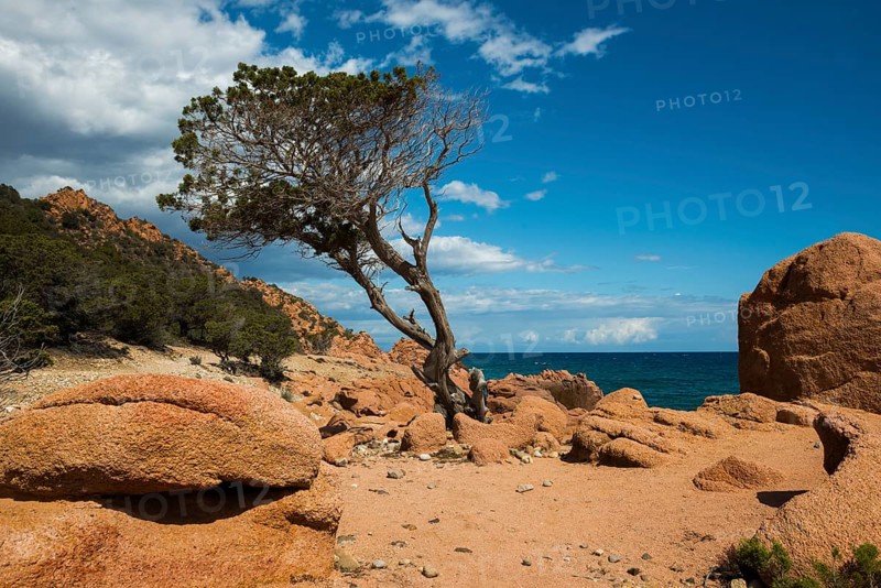 Red rocks and sea, Spiaggia di Coccorocci, near Tertenia, Province of Ogliastra, Sardinia, Italy, Europe