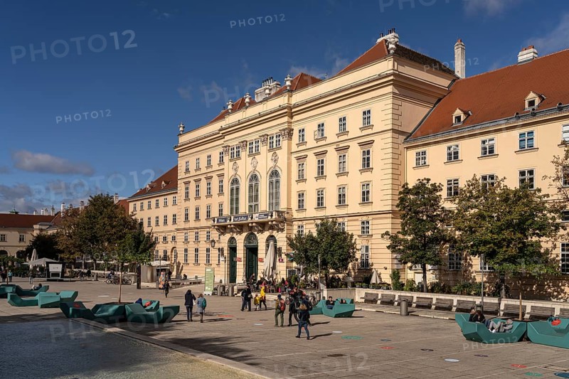 Inner courtyard of the MuseumsQuartier MQ in Vienna, Austria, Europe