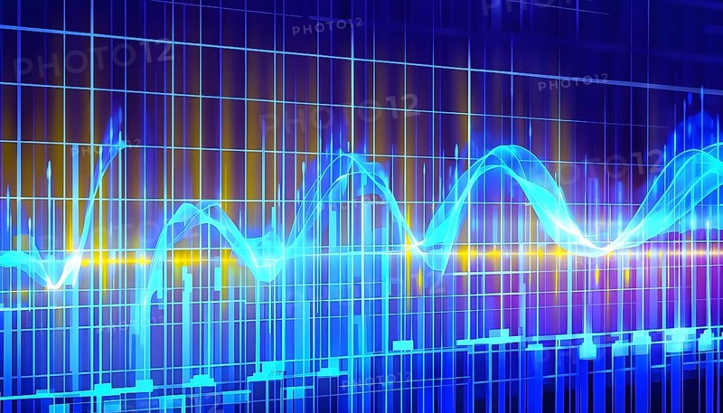 Glowing digital wave forms fluctuating in sync with a pulsating grid background, representing the heartbeat of artificial intelligence, AI generated
