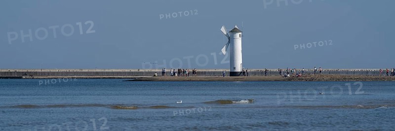 Mill beacon on the pier, Swinemünde, Usedom Island, Baltic Sea, Poland, Europe