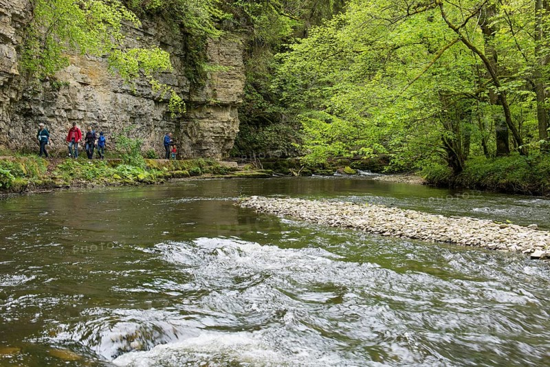 Hiking trail by the river, Wutach Gorge, Bonndorf, Baden-Württemberg, Black Forest, Germany, Europe
