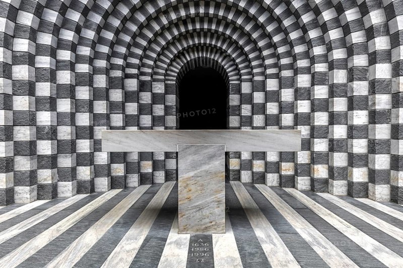Chiesa di San Giovanni Battista, interior view, architect Mario Botta, Mogno, near Fusio, Lavizzara, Canton Ticino, Switzerland, Europe