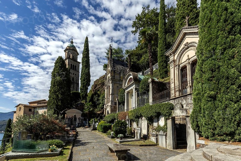 Cemetery, Monumental cemetery, Morcote, Lake Lugano, Lago di Lugano, Canton Ticino, Switzerland, Europe