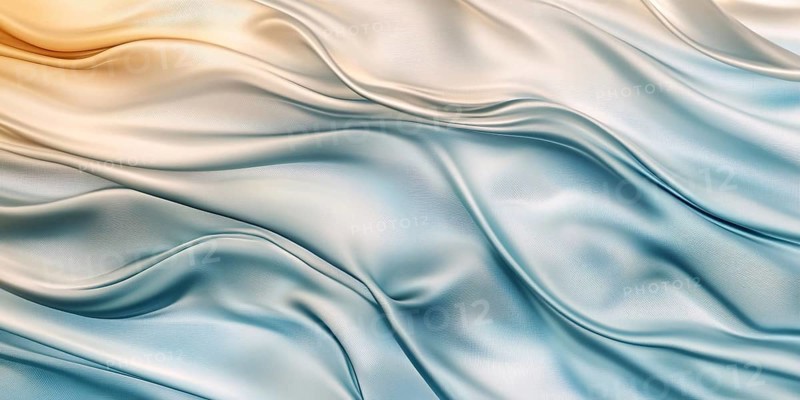 Banner with shiny blue and yellow colored silk textile textureGenerative AI, AI generated