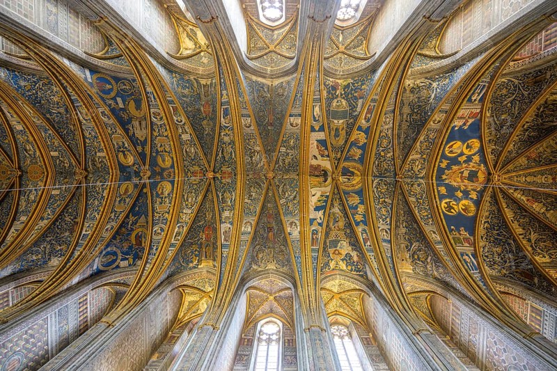Ceiling fresco in St Cecilia's Cathedral, Albi, Département Tarn, France, Europe