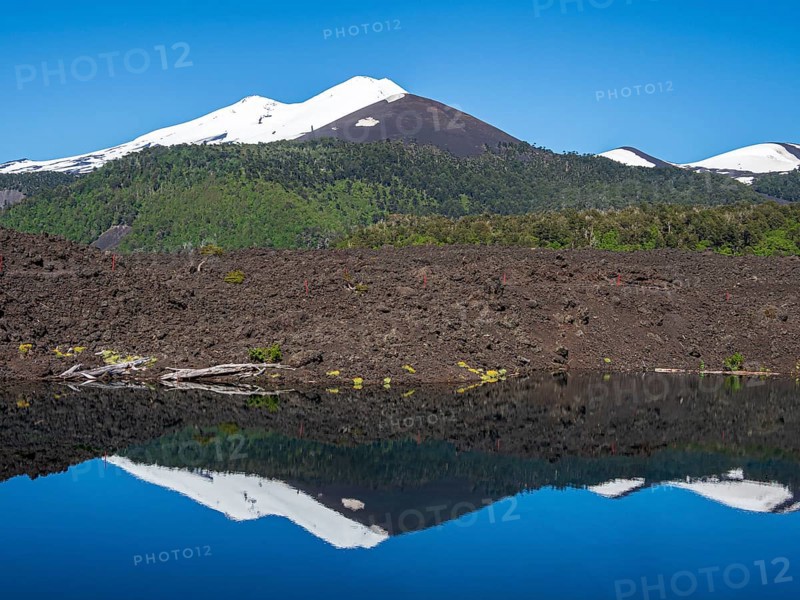 Volcano Llaima, Conguillio National Park, lake Laguna Arcoiris, Chile, South America