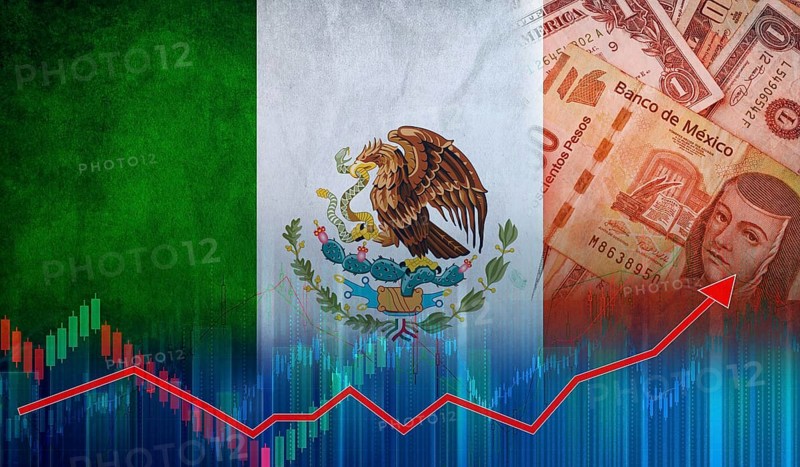 Mexico economy growth on financial graph. Financial graph of Mexican economic recovery
