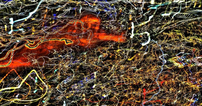 Creative shot, abstract, dancing light, night shot, light reflections, blurred, zoom, creative, colourful, colourful, all over, background, pattern, pattern, art, wrapping paper, design, artistic, Germany, Europe