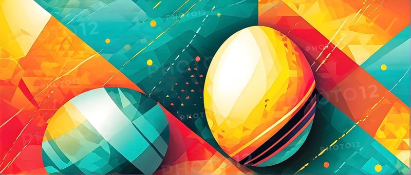 Abstract Easter egg design with geometric patterns, bold colors, and a mix of textures, creating a modern and dynamic look, AI generated