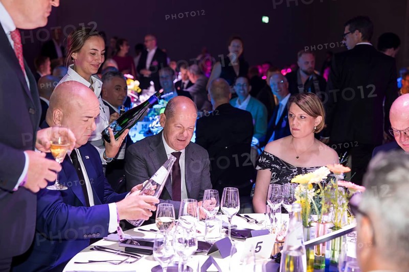 Leif-Erik Lindner (Managing Director of IFA Management GmbH), Olaf Scholz, Chancellor of the Federal Republic of Germany, SPD) and Sara Warneke (Managing Director of gfu Consumer & Home Electronics GmbH) at the opening gala for 100 years of IFA in the CityCube, Berlin, 05/09/2024