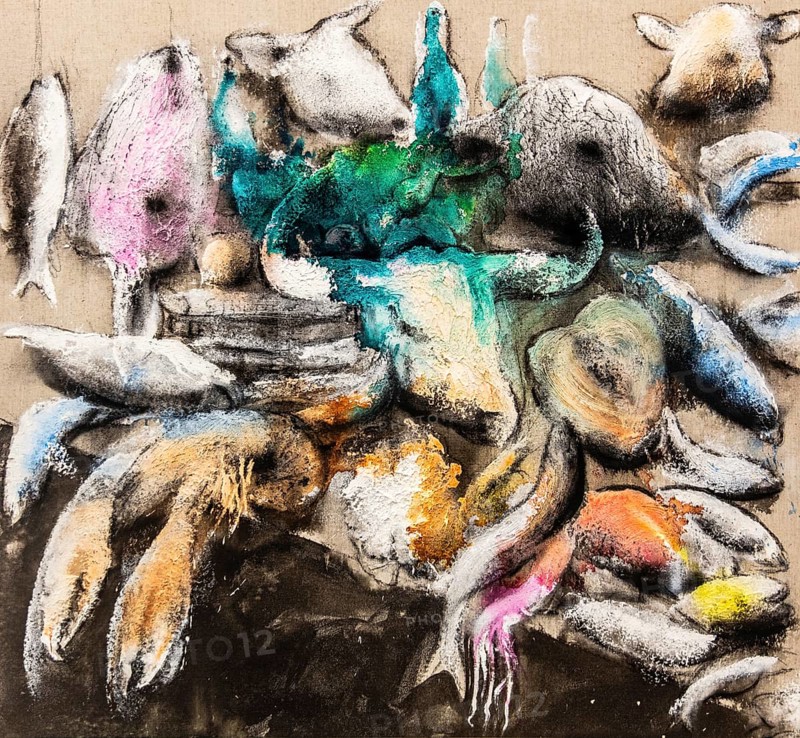 Vucciria, 2022, mixed media on canvas, exhibition Miquel Barcelo, Vida y Muerte, Museum Kueppersmuehle, Duisburg, Germany- Editorial use only