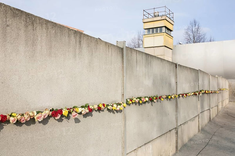 The Wall decorated with roses at the central commemorative event at the Berlin Wall Memorial to mark the 35th anniversary of the fall of the Wall in Berlin, 9 November 2024