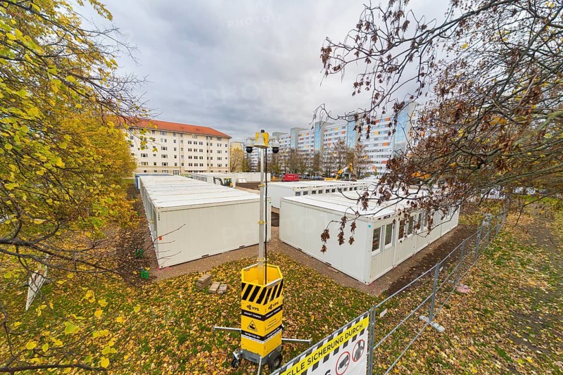 Living container for refugees, Dresden, Saxony, Germany, Europe