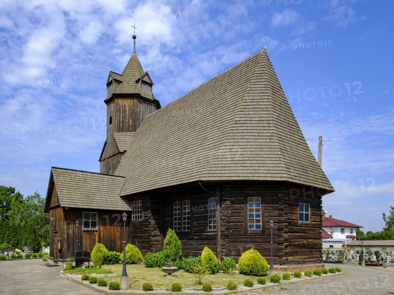 Schönfeld Schrothholzkirche Hl. Dreifaltigkeit, a heritage-protected building from 1623 in Krzywiczyny (Schönfeld), Gmina Wolczyn, Kluczbork district, Opole voivodeship, Poland, Europe