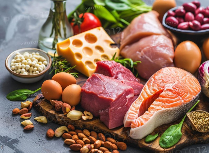 Concept of keto diet for weight loss dieting and improving health, AI generated