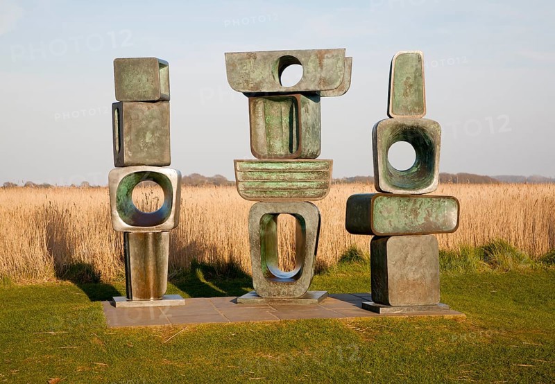 The Family of Man sculpture by Barbara Hepworth created in 1970 at Snape Maltings, Suffolk, England, United Kingdom, Europe
