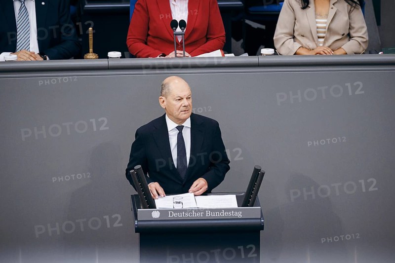 Federal Chancellor Olaf Scholz, (SPD), recorded during a government statement in the German Bundestag in Berlin, 06/06/2024