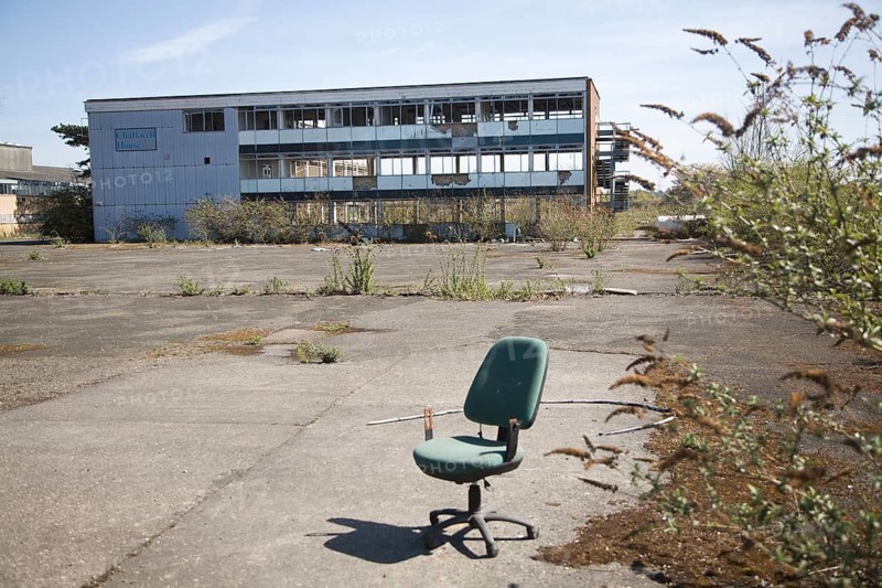 Deindustrialisation and dereliction of industrial buildings at Brantham, Suffolk, England, United Kingdom, Europe