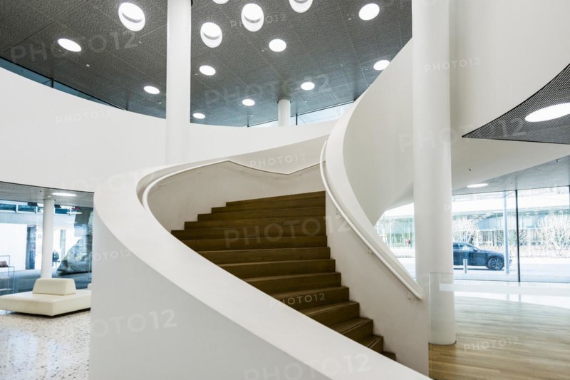 Spiral staircase, Roche Towers, Architects Herzog and de Meuron, Basel, Canton of Basel-Stadt, Switzerland, Europe
