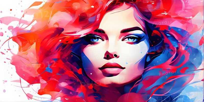 AI generated abstract portrait in vector art foundation watercolor textures with overlapping photographic elements