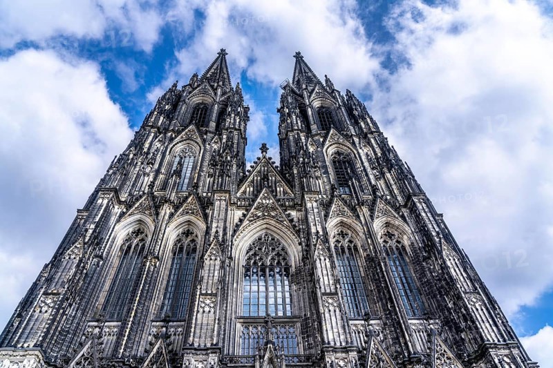 Cologne Cathedral, view of the west façade, on the north tower one of the rare occasions without scaffolding on the towers, Cologne, Germany, Europe