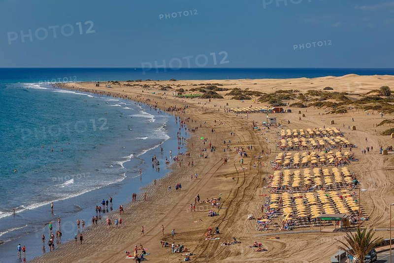 Beach of Playa des Ingles with the dunes of Maspalomas, Gran Canaria, Canary Islands, Spain, Playa des Ingles, Gran Canaria, Canary Islands, Spain, Europe