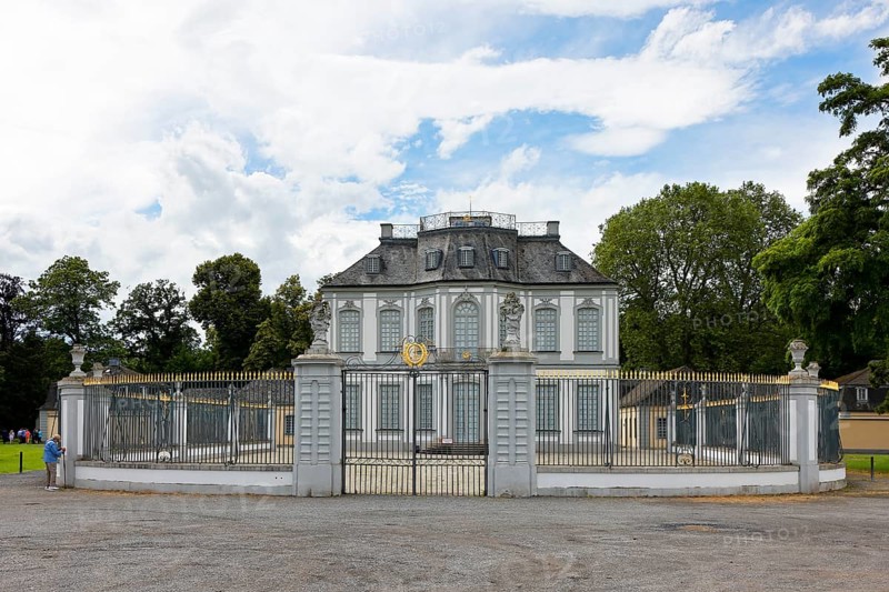 Falkenlust Hunting Lodge, west façade, UNESCO World Heritage Site, Brühl, North Rhine-Westphalia, Germany, Europe