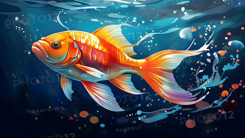 Illustration inspired by the fluid dynamics of a streamlined fish, AI generated