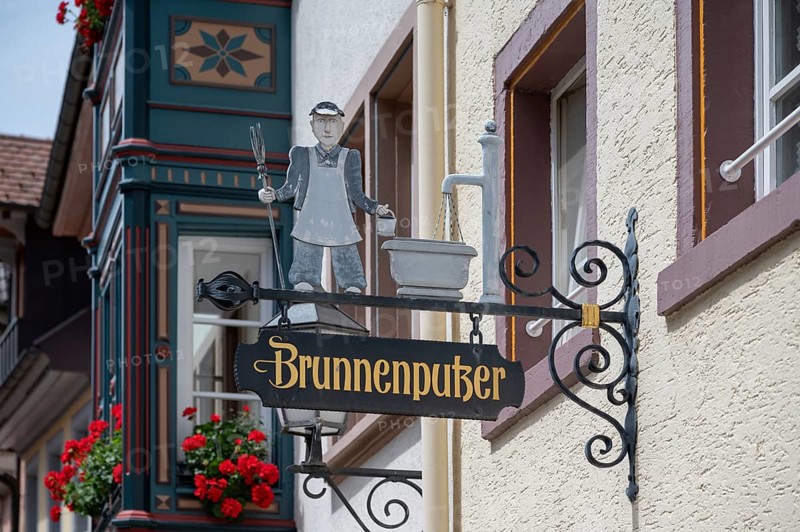 Nasenschild Brunnenputzer, Café and Bistro, Brunnenstr. 24, Villingen-Schwenningen, Baden-Württemberg, Germany, Europe
