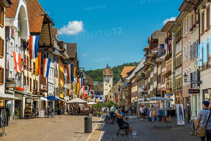 Historic town houses in Kaiserstrasse, pedestrian zone in the old town, Waldshut, Waldshut-Tiengen, Black Forest, Upper Rhine, Baden-Württemberg, Germany, Europe