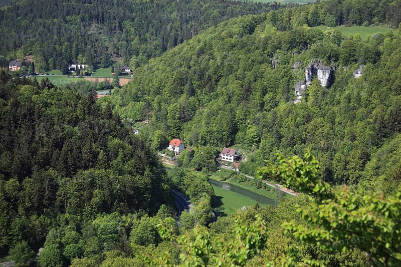 Landscape in Franconian Switzerland near Gößweinstein, district of Forchheim, Upper Franconia, Bavaria, Germany, Europe