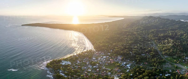 Aerial view, view of Cahuita National Park, coast and coastal landscape with forest, Punta Cahuita headland, Cahuita, Limón, Costa Rica, Central America