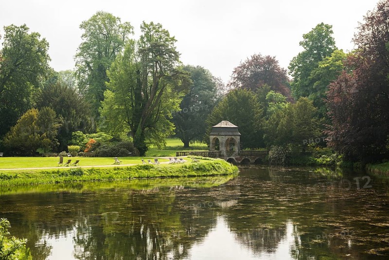 Park, moated castle, Schloss Dyck, Jüchen, Lower Rhine, North Rhine-Westphalia, Germany, Europe