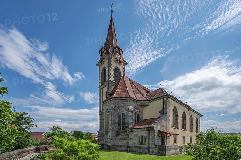 Neo-Gothic hall church of St James, built around 1900, Schönberg, Middle Franconia, Bavaria, Germany, Europe