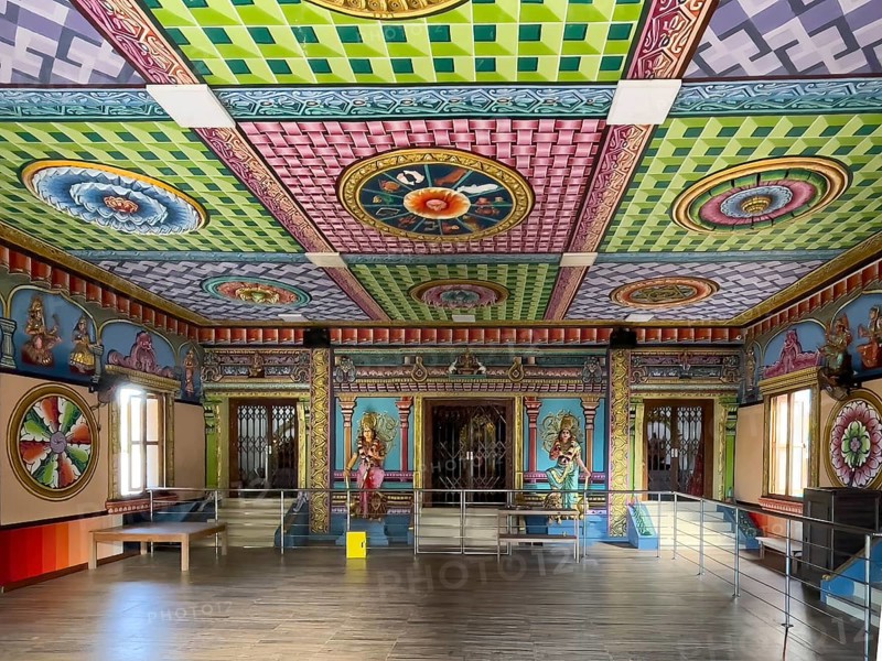 Hindu prayer room Prayer room in Hindu temple Shri Sri Draupadi Amman Kovil Temple, Cap Malheureux, Mauritius, Africa