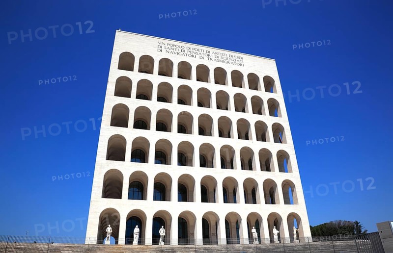Palazzo della Civilta Italiana, Palace of Italian Civilisation, also Palazzo della Civilta del Lavoro, Colosseo quadrato, Esposizione Universale di Roma, Universal Exposition of Rome, EUR, Italy, Europe