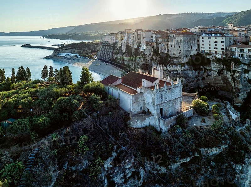 Tropea from a drone, Tyrrhenian Sea, Calabria, Italy, Europe