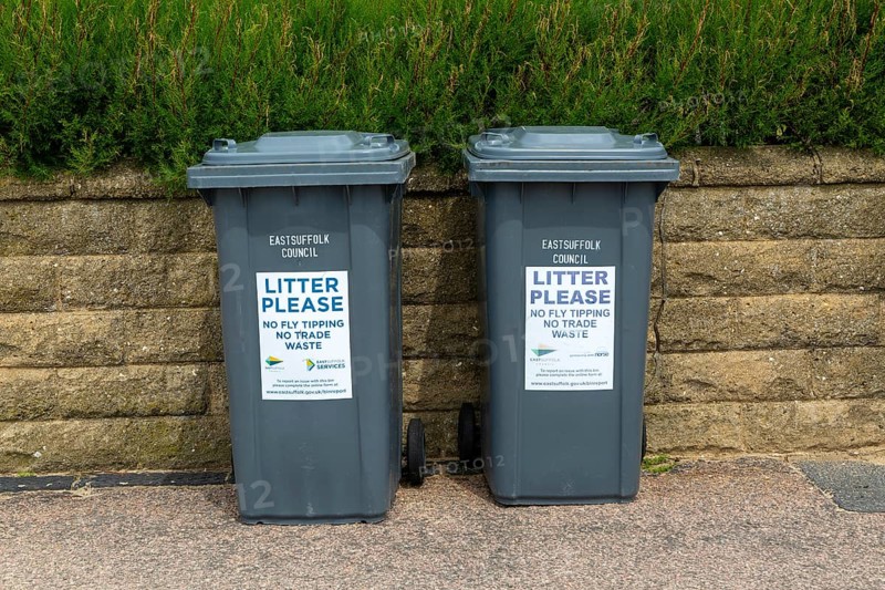 East Suffolk Council litter bins, Felixstowe, Suffolk, England, UK