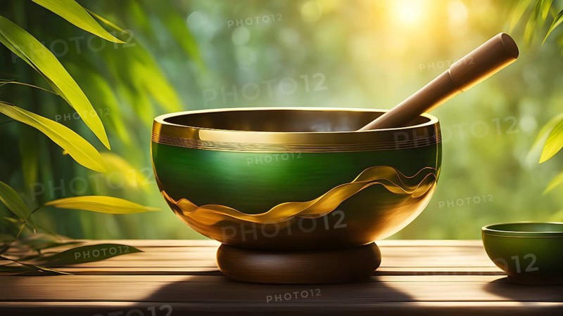 Tibetan singing bowl as Symbolic images for relaxation, AI generated