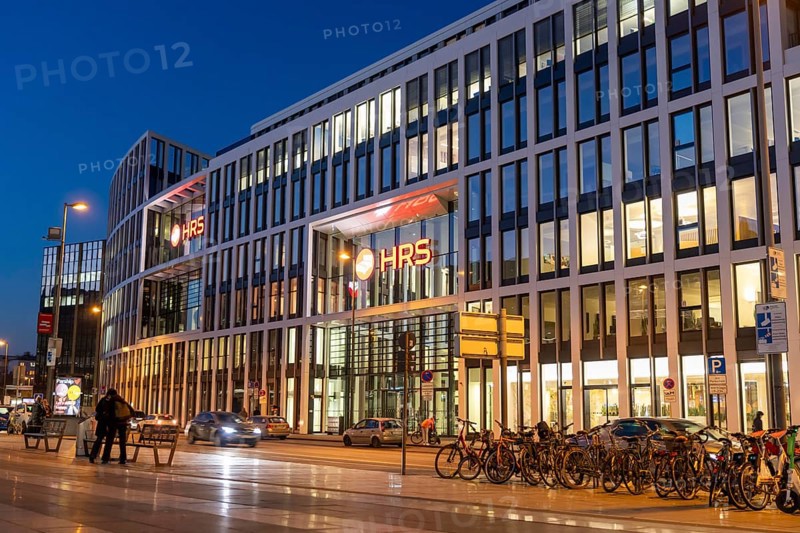 Corporate headquarters of the travel portal HRS, at Cologne Central Station, Breslauer Platz, Cologne Cathedral, Cologne, North Rhine-Westphalia, Germany, Europe