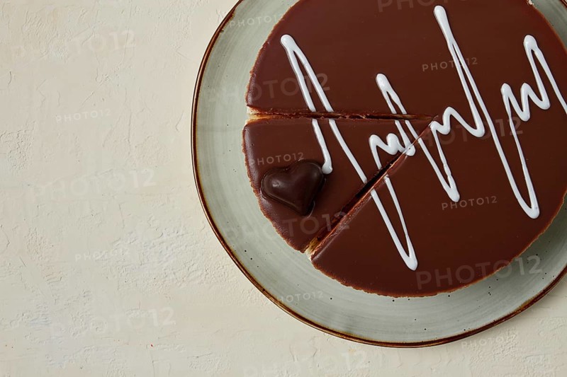 Bird's milk cake, top view, breakfast, love, chocolate heart