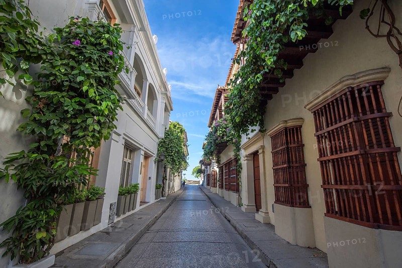 Famous colonial Cartagena Walled City (Cuidad Amurrallada) and its colorful buildings in historic city center, a designated UNESCO World Heritage Site