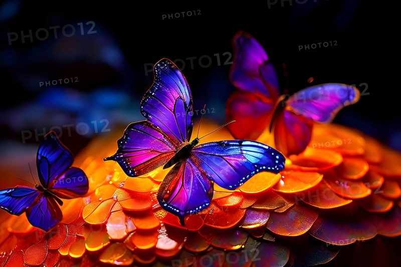 Abstract piece inspired by the iridescent scales of a butterfly highlighting how nature influences color-changing materials, AI generated