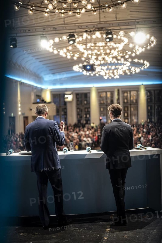 CDU Secretary General Carsten Linnemann attends the CDU policy convention in Cologne, 1 March 2024, with Friedrich Merz
